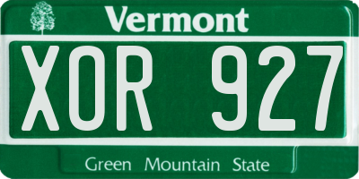 VT license plate XOR927