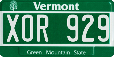 VT license plate XOR929