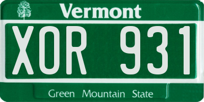 VT license plate XOR931