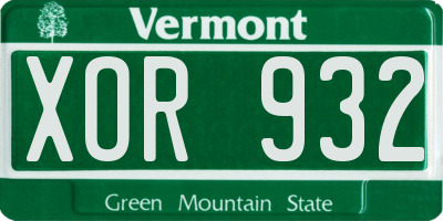VT license plate XOR932