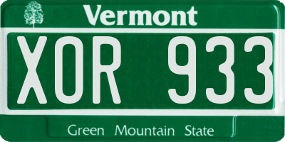 VT license plate XOR933