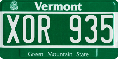 VT license plate XOR935