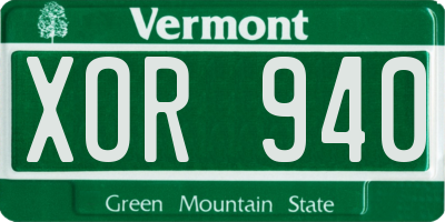 VT license plate XOR940