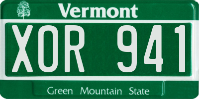 VT license plate XOR941