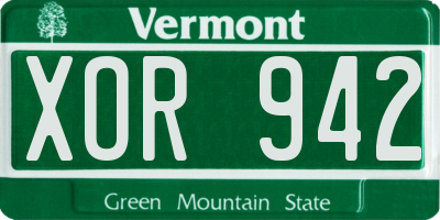VT license plate XOR942