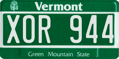 VT license plate XOR944