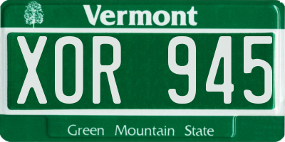 VT license plate XOR945