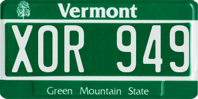 VT license plate XOR949