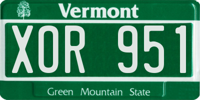 VT license plate XOR951