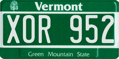 VT license plate XOR952