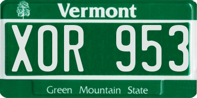 VT license plate XOR953