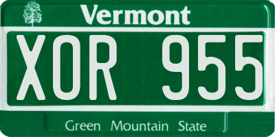 VT license plate XOR955