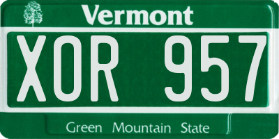 VT license plate XOR957