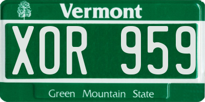 VT license plate XOR959