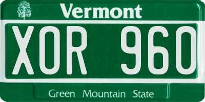 VT license plate XOR960