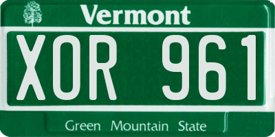 VT license plate XOR961