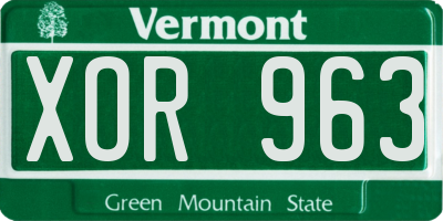 VT license plate XOR963