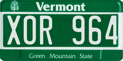 VT license plate XOR964