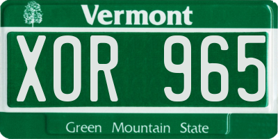VT license plate XOR965