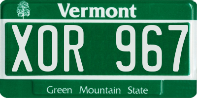 VT license plate XOR967