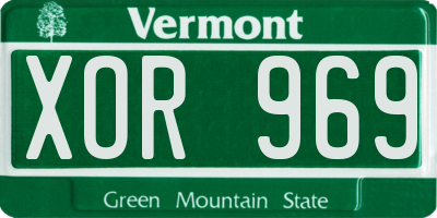 VT license plate XOR969