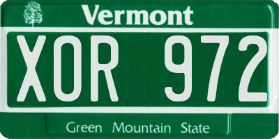 VT license plate XOR972