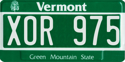 VT license plate XOR975