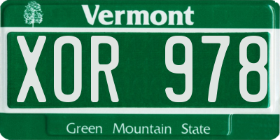 VT license plate XOR978