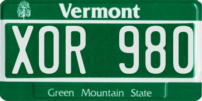 VT license plate XOR980