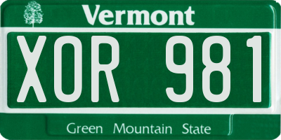 VT license plate XOR981