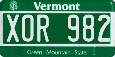 VT license plate XOR982
