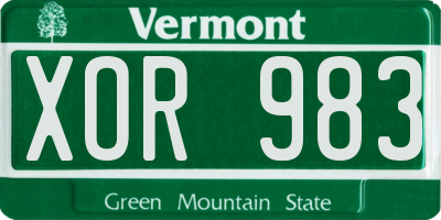 VT license plate XOR983