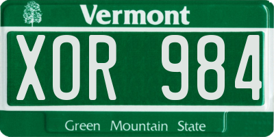 VT license plate XOR984