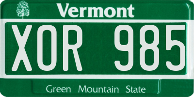 VT license plate XOR985