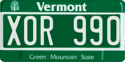 VT license plate XOR990