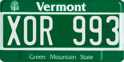 VT license plate XOR993
