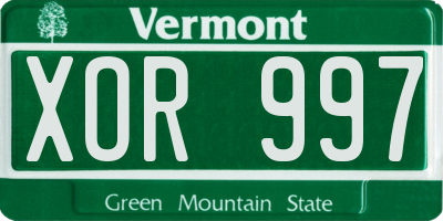 VT license plate XOR997
