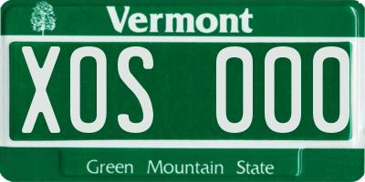 VT license plate XOS000