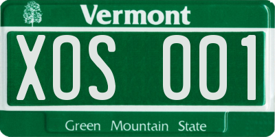 VT license plate XOS001