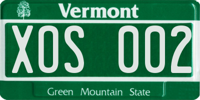 VT license plate XOS002