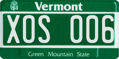 VT license plate XOS006