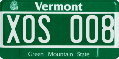 VT license plate XOS008