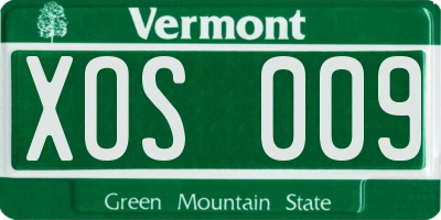 VT license plate XOS009