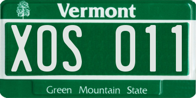 VT license plate XOS011