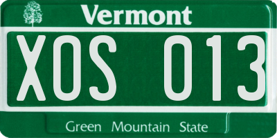 VT license plate XOS013