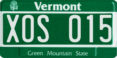 VT license plate XOS015