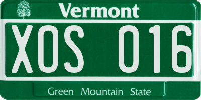 VT license plate XOS016
