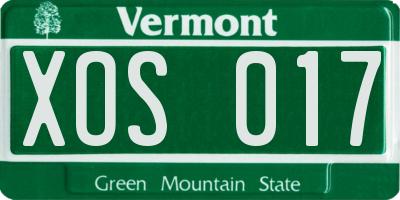 VT license plate XOS017
