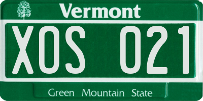 VT license plate XOS021