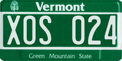 VT license plate XOS024